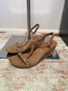 Style & Co. Tan Floral Print Wedge Sandals